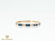 Solid Gold Sapphire Baguette Ring | Sapphire Stacking Eternity Ring | Dainty Minimalist Wedding Ring -