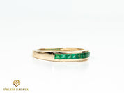Princess Cut Emerald Wedding Ring | Zambian Emerald Half Eternity Band | May Birthstone Ring -