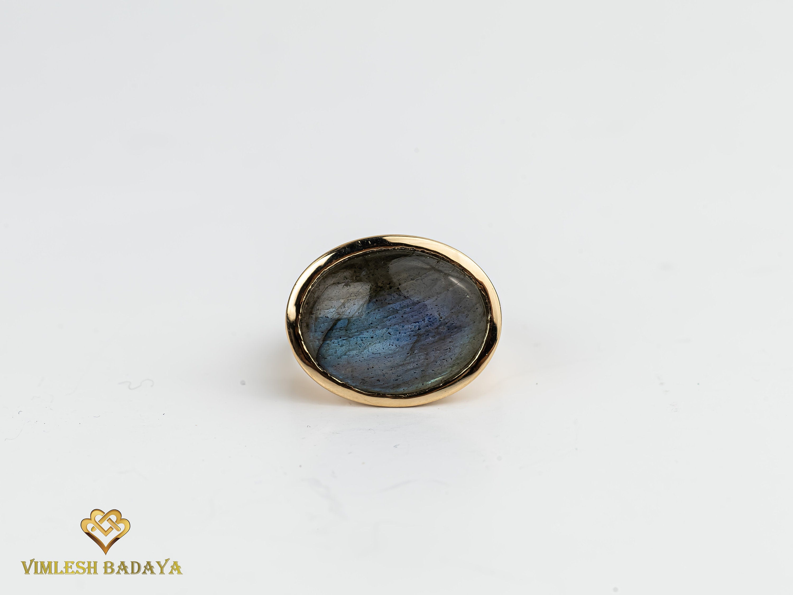 Labradorite Signet Ring | Solid Gold Men’s Unisex Signet Ring | Father’s Day Gift -