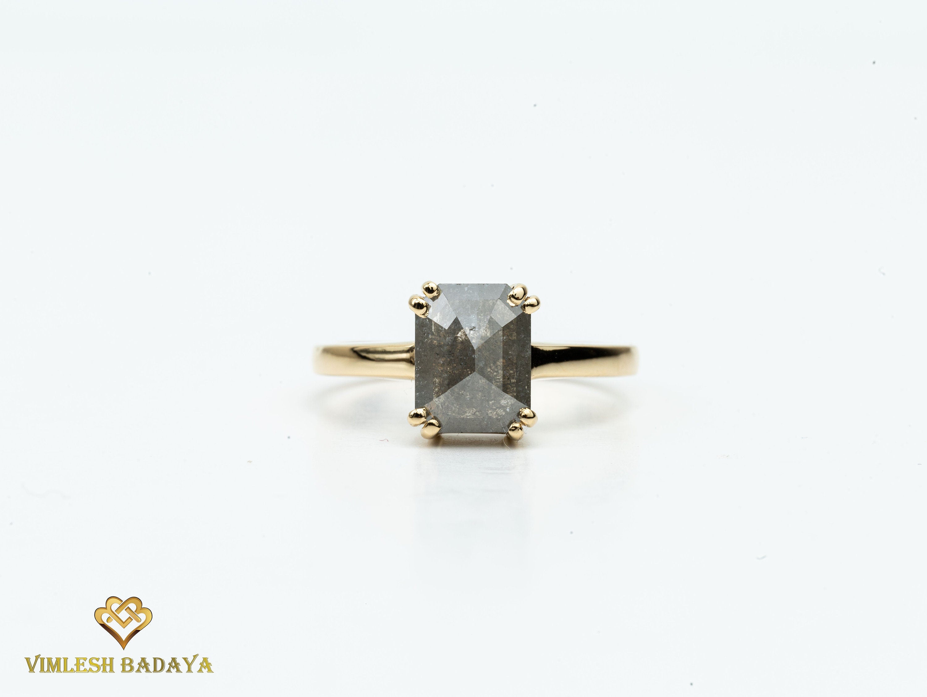 2 Carat Solitaire Gray Diamond Ring | Salt and Pepper Diamond Engagement Ring -
