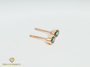 Natural Teal Sapphire Earrings | Solid Gold Sapphire Studs | Oval Cut Australian Peacock Sapphire Earrings | Gift for Her -
