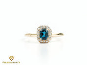 Teal Sapphire Halo Engagement Ring | Peacock Sapphire and Diamond Ring | Australian Sapphire Engagement Ring -