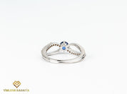 Slice Diamond and Sapphire Stacking Ring | Rose Cut Diamond Polki Ring | Sapphire Cluster Ring -