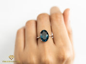 7CT London Blue Topaz Solitaire Engagement Ring | Oval Topaz Statement Ring -