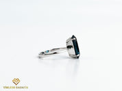7CT London Blue Topaz Solitaire Engagement Ring | Oval Topaz Statement Ring -