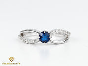Slice Diamond and Sapphire Stacking Ring | Rose Cut Diamond Polki Ring | Sapphire Cluster Ring -