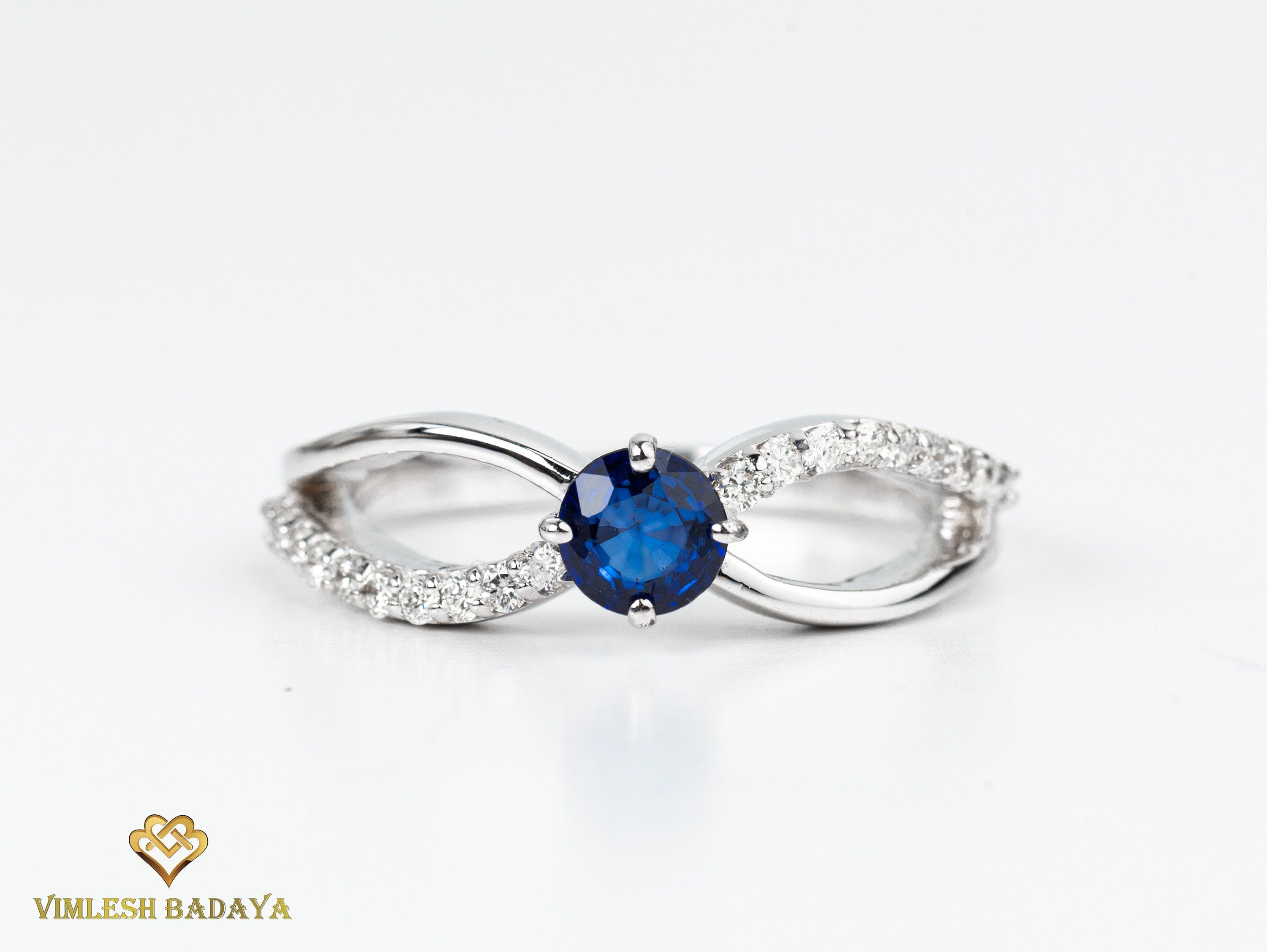Slice Diamond and Sapphire Stacking Ring | Rose Cut Diamond Polki Ring | Sapphire Cluster Ring -