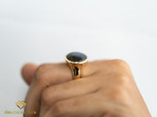 Labradorite Signet Ring | Solid Gold Men’s Unisex Signet Ring | Father’s Day Gift -