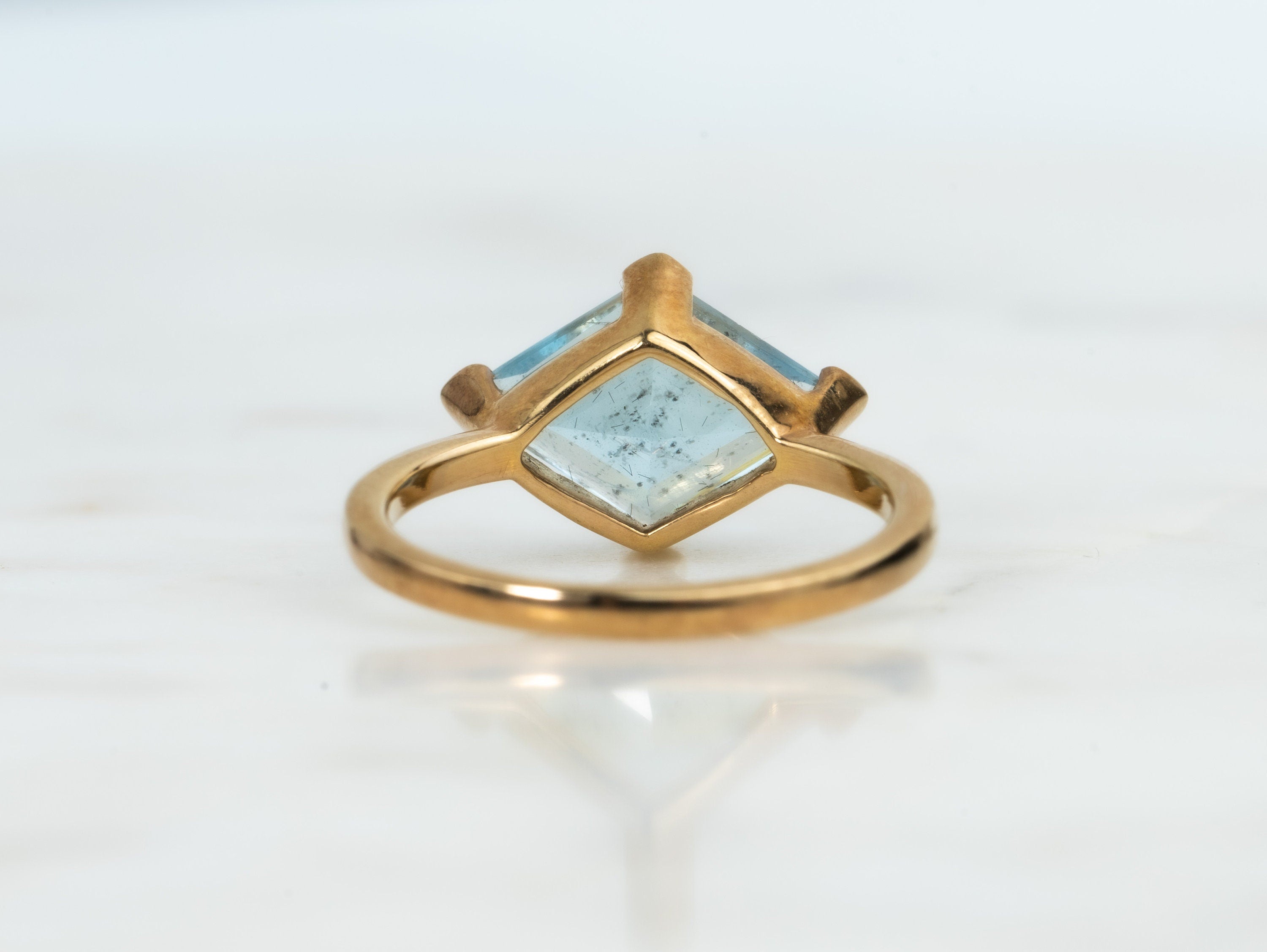 Kite Aquamarine Engagement Ring | Blue Aquamarine Geometric Gold Ring | 9k, 14k, 18k Gold -