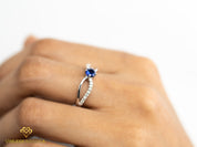 Slice Diamond and Sapphire Stacking Ring | Rose Cut Diamond Polki Ring | Sapphire Cluster Ring -