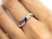 Slice Diamond and Sapphire Stacking Ring | Rose Cut Diamond Polki Ring | Sapphire Cluster Ring -