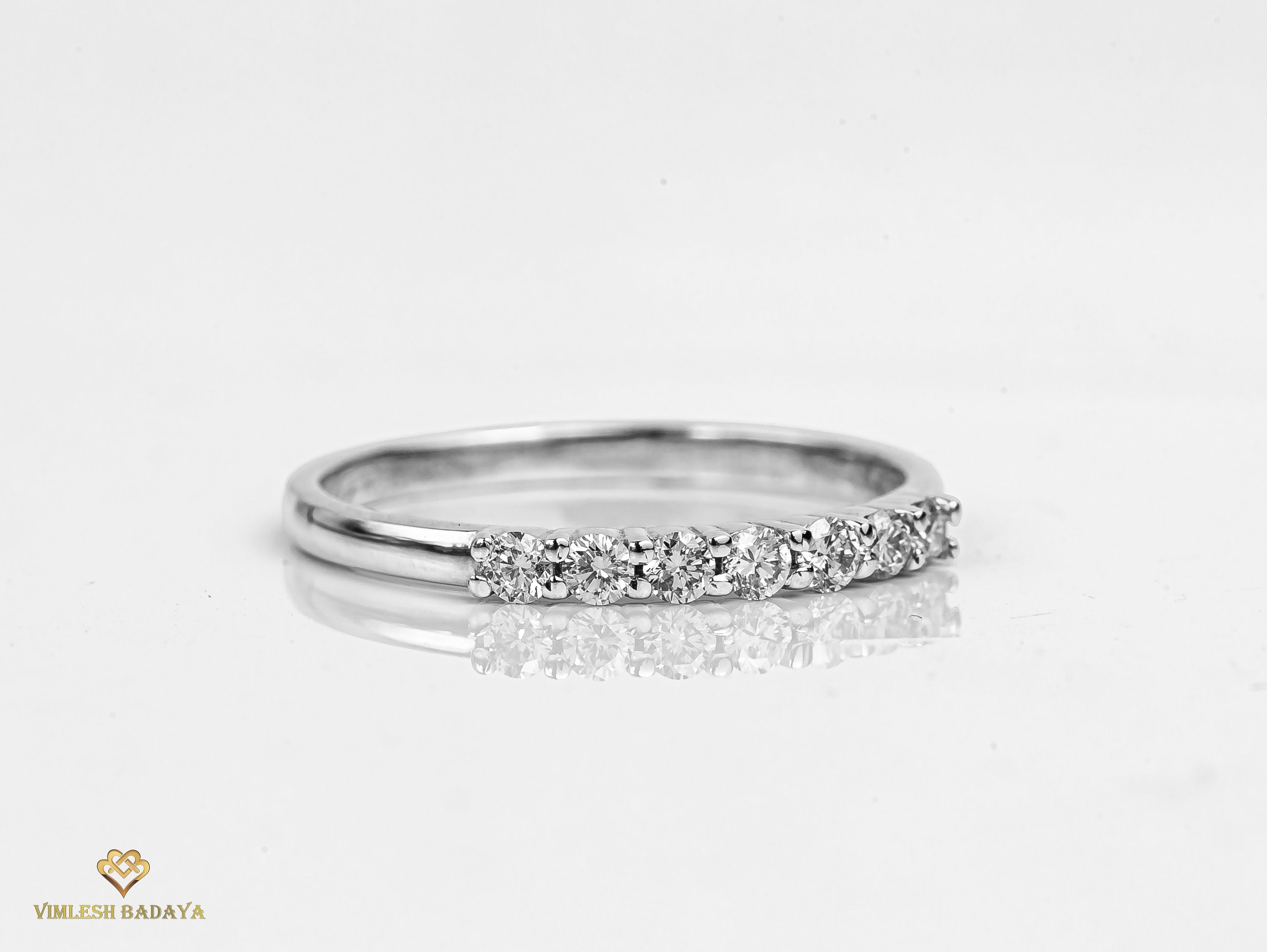 Lab Grown Diamond Wedding Ring | E-F/VS Lab Created Round Cut Engagement Ring | Unique Band -