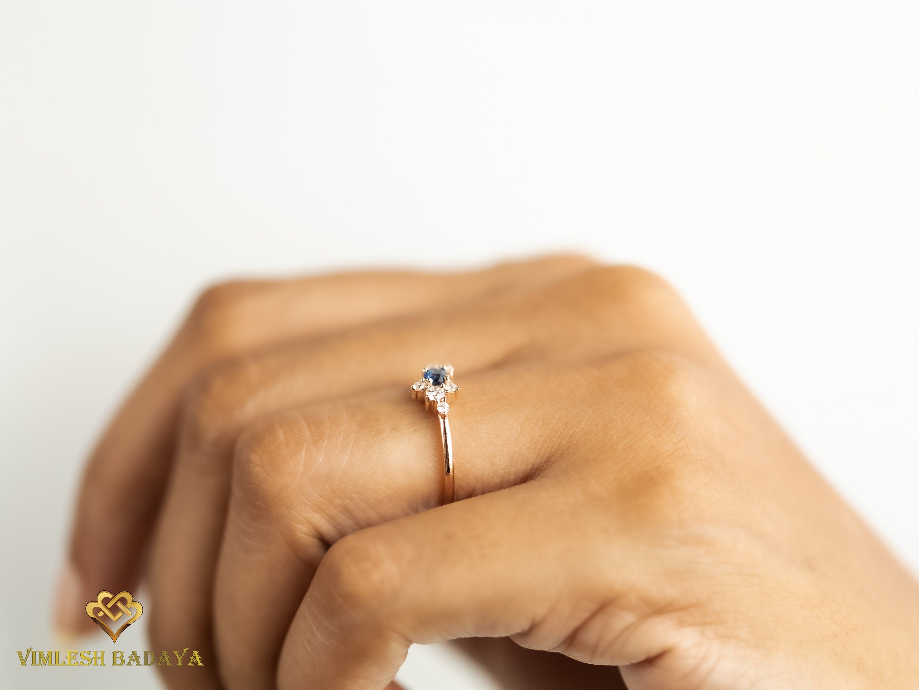 Salt and Pepper Diamond Cluster Ring | Gray Diamond Engagement Ring | Cluster Diamond Ring -