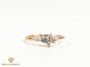 Salt and Pepper Diamond Cluster Ring | Gray Diamond Engagement Ring | Cluster Diamond Ring -