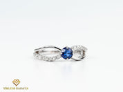 Slice Diamond and Sapphire Stacking Ring | Rose Cut Diamond Polki Ring | Sapphire Cluster Ring -