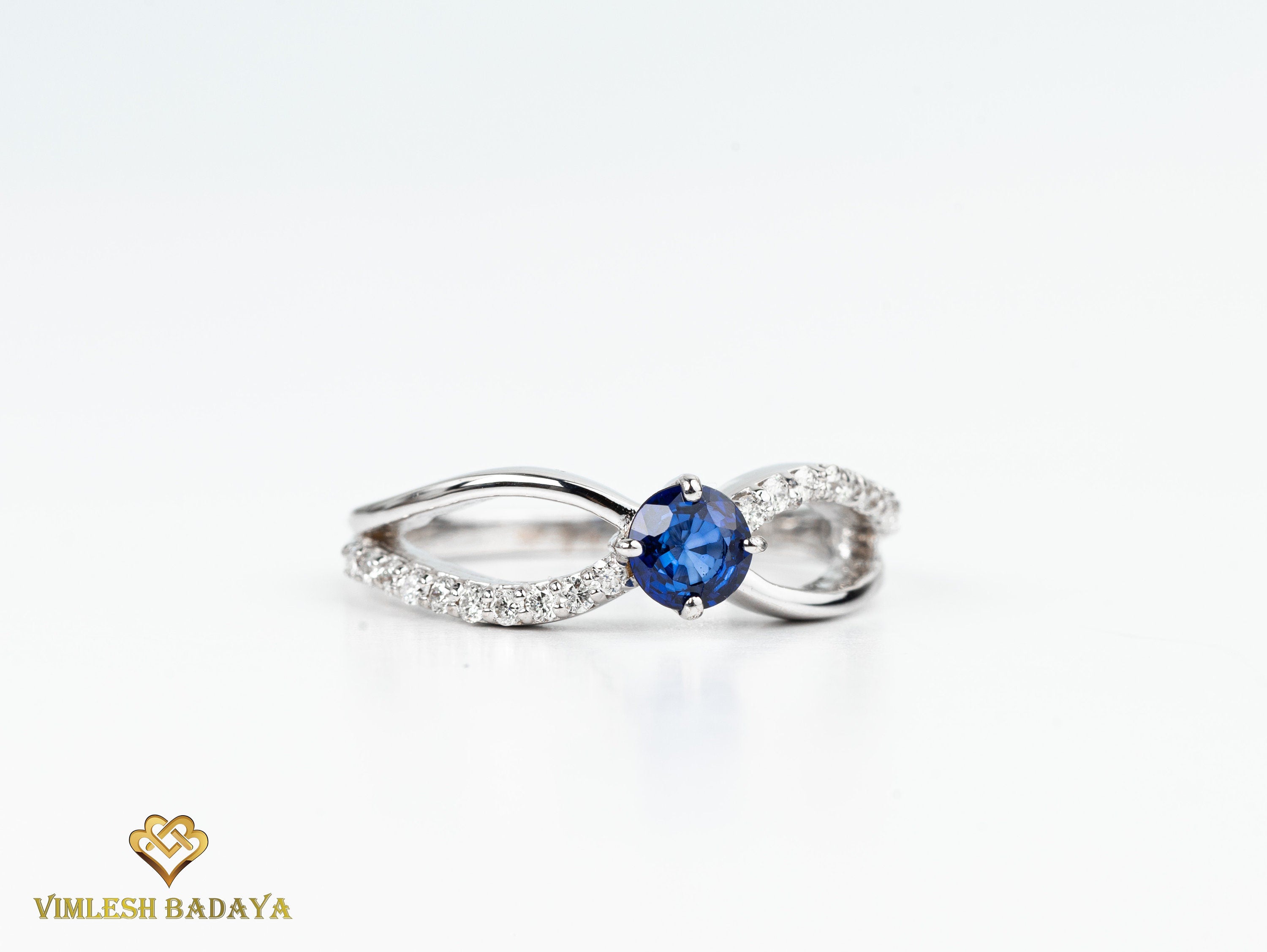 Slice Diamond and Sapphire Stacking Ring | Rose Cut Diamond Polki Ring | Sapphire Cluster Ring -