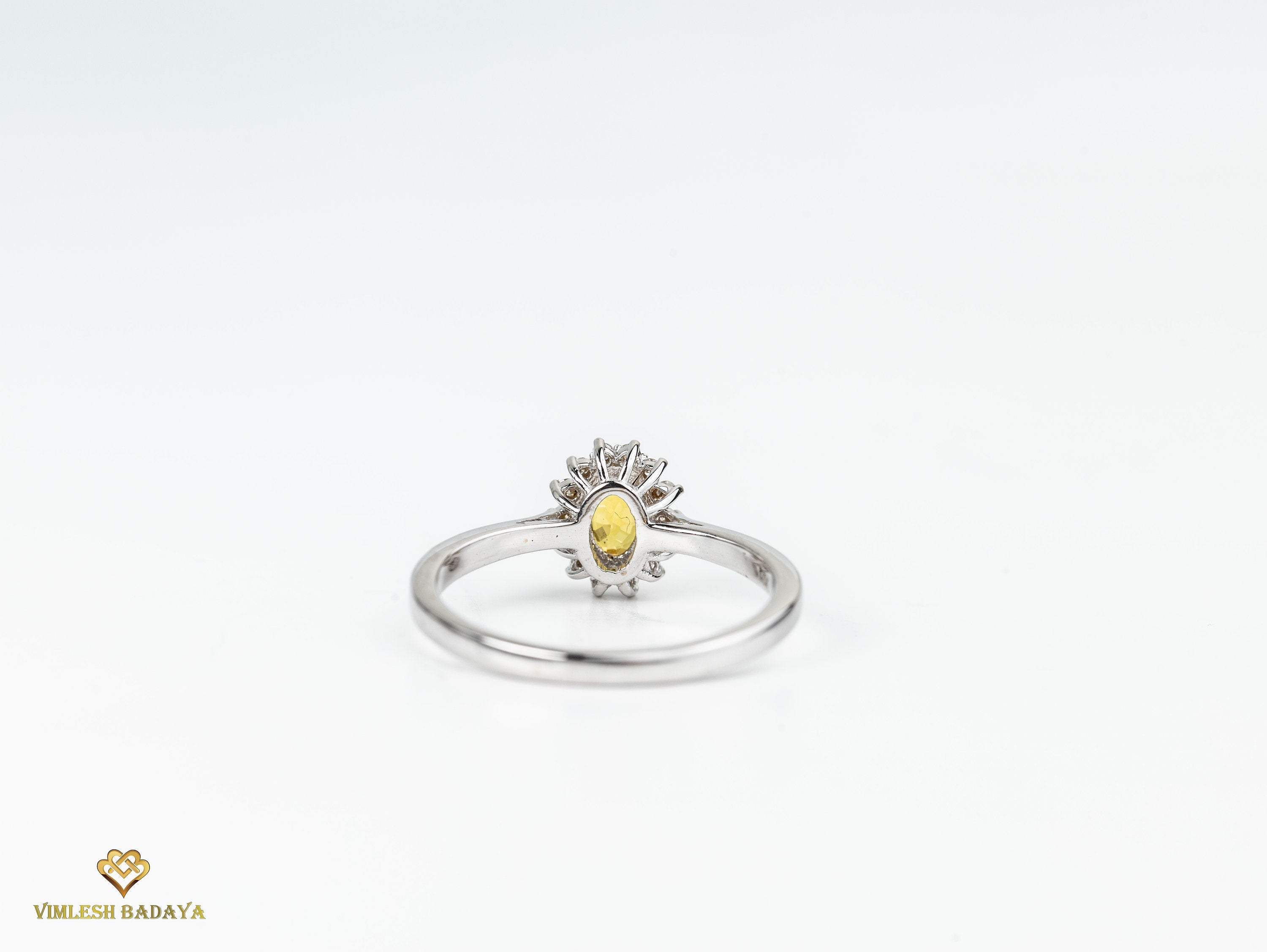 Yellow Sapphire Halo Engagement Ring | Oval Cut Sapphire | Gold Diamond and Sapphire Ring -