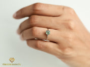 Moss Agate Solitaire Engagement Ring | Round Cut Moss Agate Ring | Handmade Anniversary Ring -