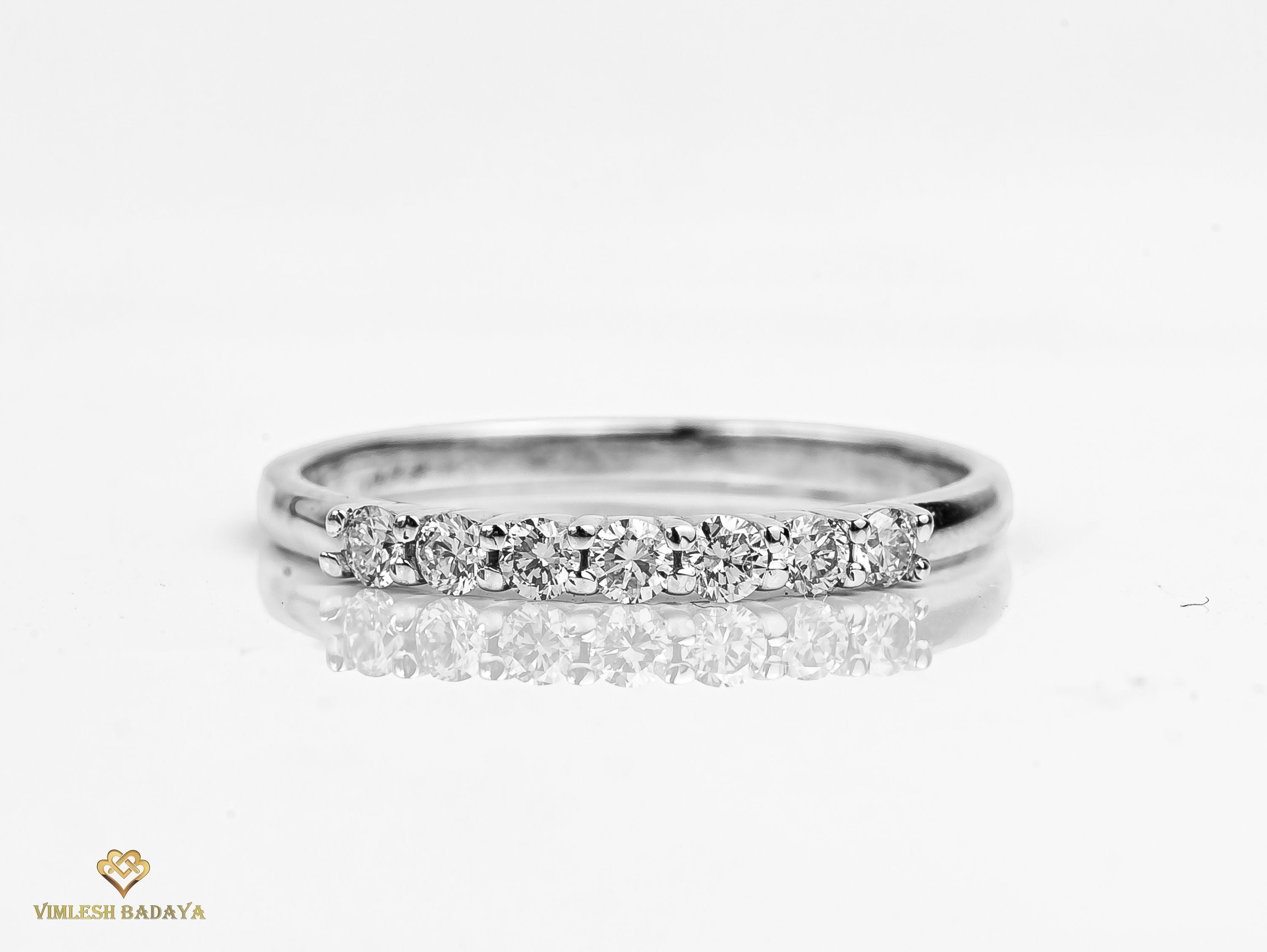 Lab Grown Diamond Wedding Ring | E-F/VS Lab Created Round Cut Engagement Ring | Unique Band -