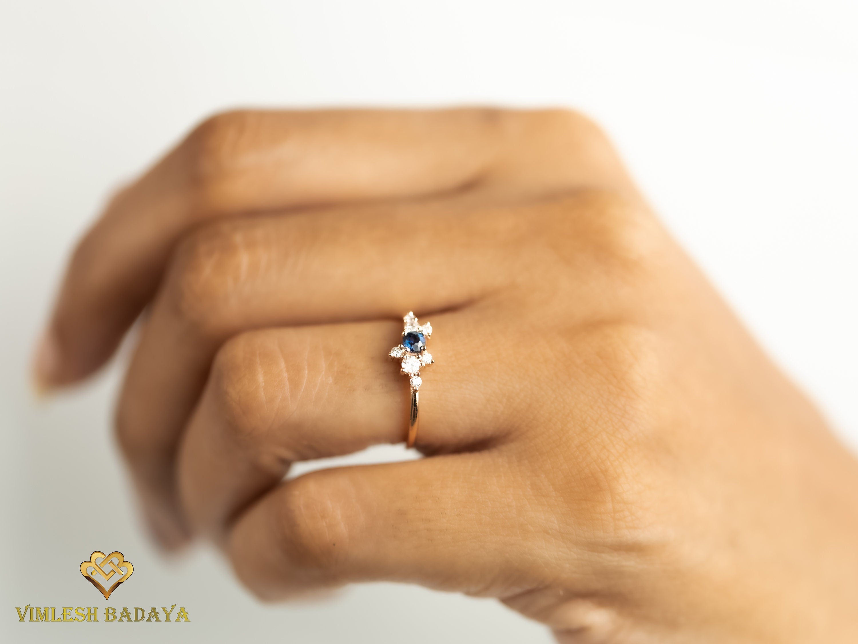 Salt and Pepper Diamond Cluster Ring | Gray Diamond Engagement Ring | Cluster Diamond Ring -